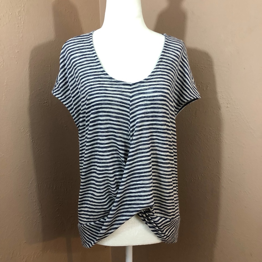 W5 Anthropologie Knitted Blue Stripe Top Sz S - Picture 2 of 7
